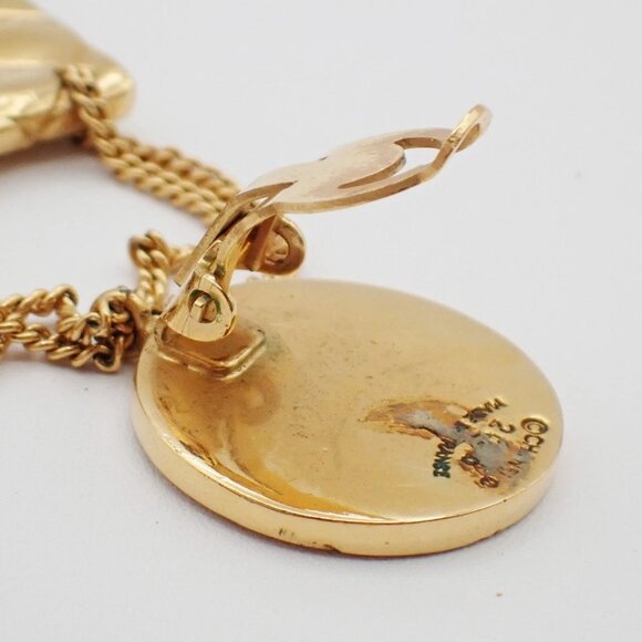 CHANEL CC Logo Matelasse Bag Shape Drop Earrings Clip-On 26 Gold Vintage - Picture 10 of 13